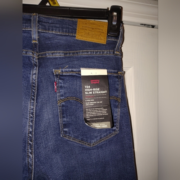 Levi's Blue Slim Straight Women's Red Tab High Waisted Jeans - Picture 6 of 16